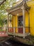 MACAU,CHINA - NOVEMBER 2018: The vibrant yellow Qingcao hall of the Lou Lim Leoc public garden and park