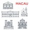 Macau churches and theatre. Asian travel landmarks