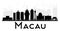 Macau City skyline black and white silhouette.