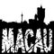 Macau skyline with grunge text