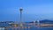 Macau tower and bridge on a blue summer night