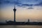 Macau tower urban skyline in macao china at sunset