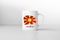 Macedonia flag on white coffee mug.