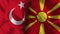 Macedonia and Turkey Realistic Flag â€“ Fabric Texture Illustration