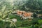 Machairas Monastery in Cyprus mountains, aerial view from drone, beautiful ancient monastery