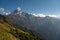 Machapuchare mountain peak , holy mountain peak in Annapurna range, Himalaya mountains range in Pokhara, Nepal