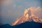 Machapuchare summit at sunset