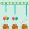 Machine, balloons and cake