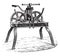 Machine for bending wheels circles irons, vintage engraving