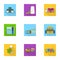 Machine, equipment, lift and other web icon in flat style. Inventory, textiles, industry icons in set collection.
