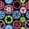 Machine Gear Wheel Cogwheel Seamless Pattern Background. Vector