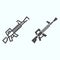 Machine gun line and glyph icon. Assault rifle vector illustration isolated on white. Automatic weapon outline style
