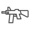 Machine gun line icon. Assault rifle, army weapon symbol, outline style pictogram on white background. Military or