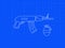 Machine gun riffle with grenade blueprint doodle art - image illustration