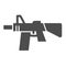 Machine gun solid icon. Assault rifle, army weapon symbol, glyph style pictogram on white background. Military or