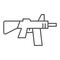 Machine gun thin line icon. Assault rifle, army weapon symbol, outline style pictogram on white background. Military or