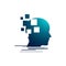 machine learning logo design vector illustrations brain ai technology human template