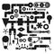 Machine parts mechanism vector silhouette mechanical manufacturing work detail design gear equipment industry technical