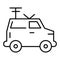 Machine, portable radio thin line icon. Van with antenna vector illustration isolated on white. Car with satellite