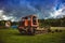 A machine for transporting firewood in the mountains. Deforestation in the Carpathians