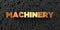 Machinery - Gold text on black background - 3D rendered royalty free stock picture