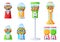 Machines with multicolored chewing gum collection vector illustration. Set retro gumballs container