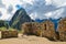 MACHU PICCHU, CUSCO REGION, PERU- JUNE 4, 2013: Panoramic view of the 15th-century Inca citadel Machu Picchu