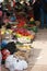 Machu Picchu, Peru, 4-21-2019: a market with many different vegetales suchs as ginger, garlic, pepper, paprika, onions and more