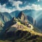 Machu Picchu\'s Ancient Splendor Beckons in Peru\'s Breathtaking Mountain Landscape. Generative ai for illustrations