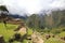 Machu Picchu\'s terraces over Urubamba valley