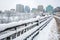 MacKenzie bridge, Rideau canal in Ottawa downtown core in winter