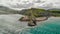 Maconde view point. Monument to captain Matthew Flinders in Mauritius, aerial view from drone