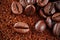 Macro of Brown aromatic Coffee Beans