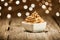 Macro Brown Frozen Yogurt on Bowl on Wooden Table