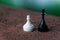 Macro chess piece - king and pawn with defocused background