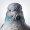 macro close up face dove pigeon bird isolated on blank white background