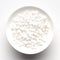 Macro Close up of  organic white  sago or sabudana big size inside a white ceramic bowl,