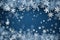 Macro close up of Snowflakes and snow borders on a blue crystal background, hight quality illustration, AI Generative