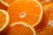 Macro closeup Mandarin orange slices, bursting with juicy, vibrant goodness