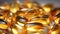 macro closeup Stack of fish oil capsules omega 3 vitamin supplement