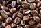 Macro coffee beans.