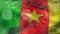 Macro corona virus spreading with Cameroonian flag billowing in the background