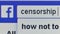 Macro CU view of Facebook user typing the word `censorship` in the search bar.