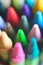 Macro detail of colorful wax crayon colors