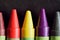 Macro detail of colorful wax crayon colors