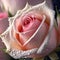 Macro dewy pink roses with water drops on petal