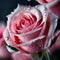 Macro dewy pink roses with water drops on petal