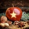 Macro Holiday Fruit - Red Apple with Carved Star