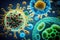 Macro image of different pathogens : Virus, bacteria, microbes - AI Generated