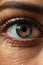 Macro image of woman eye with colored iris